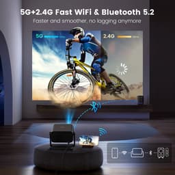 Mini Beamer - Projector - Digitale projector - 145° verstelbare standaard Miniprojector met WiFi en Bluetooth - 1080P - 18000 lumen - Draagbare projector - Autofocus - Schermschaal 16:09 - Compatibel met HDMI - Stroom - USB - Zwart — thumbnail 1