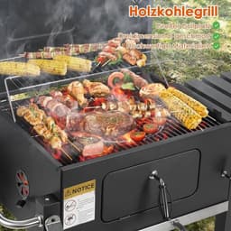 Houtskoolbarbecue – Houtskoolgrill – Buitenbarbecue – Barbecue Op Trolley – 578 Inch Grilloppervlak – Verstelbare Houtskoolplaat — thumbnail 4