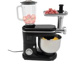 Keukenmachine - Mixer - Bakken en Koken - 3-in-1 Multifunctioneel - 6 Liter Kom - Zwart