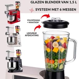 Keukenmachine - Keukenapparaat Mixer - Bakken Deeg Maken - Geïntegreerde Weegschaal - 8 Liter Kom - Rood — thumbnail 4