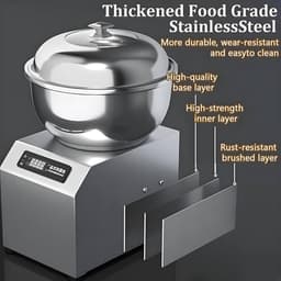 Deegmixer - Elektrische Kneder - Bakken Thuis - Dubbele Rotatie - 8KG Capaciteit - Zilver — thumbnail 2