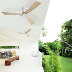 Re-purelife® grote plafondventilator met licht voor woonkamer, eetkamer of ruime slaapkamer | ventilator met Metal & Wood | afstandsbediening, 6 snelheden en winterstand | 18W LED | rustige moderne uitstraling wit 132 × 132 × 24 cm — thumbnail 5