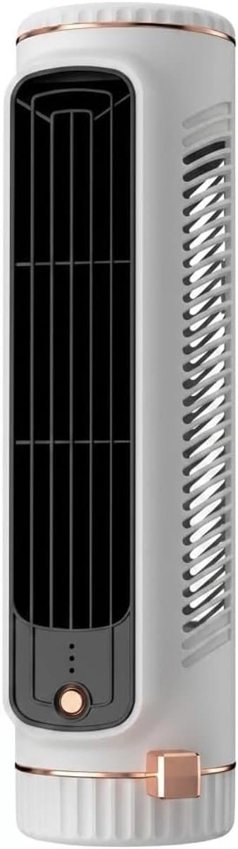 Ulisem - Tafeltorenventilator - 3 standen - USB oplaadbaar - Liggend en staand gebruik - Stille motor - Bladloos ontwerp - Draagbaar - Voor slaapkamer en kantoor - Wit — afbeelding 1