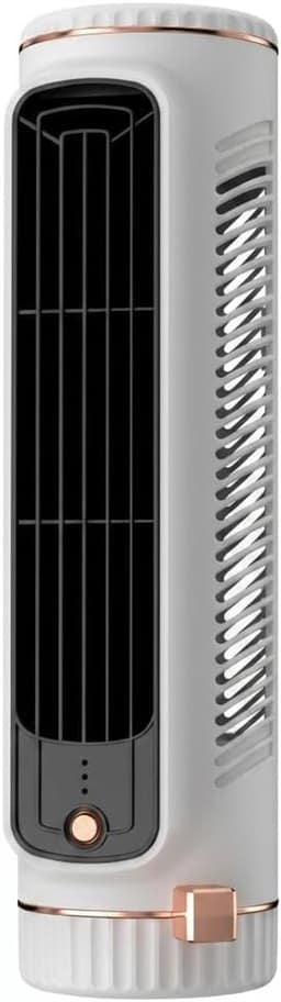 Ulisem - Tafeltorenventilator - 3 standen - USB oplaadbaar - Liggend en staand gebruik - Stille motor - Bladloos ontwerp - Draagbaar - Voor slaapkamer en kantoor - Wit — thumbnail 1