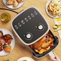 Heteluchtfriteuse - Airfryer Oven - Gezond Koken - Instelbare Temperatuur - 5 Liter - Beige — thumbnail 4