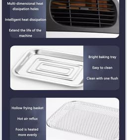 Small Airfryer Compact Airfryer Oven 30 minutes timer and adjustable temperature control for healthy oil-free cooking 1500W White Black.(Black) (Black 8L) Stabilize — thumbnail 5
