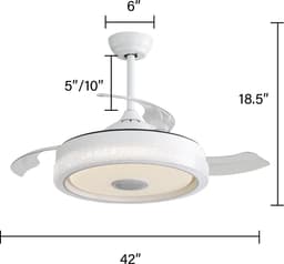 Gutent - Plafondventilator met RGB LED verlichting - 107cm - 32W verlichting - 3 ABS bladen - DC motor - 3 kleurtemperaturen - Met afstandsbediening — thumbnail 5