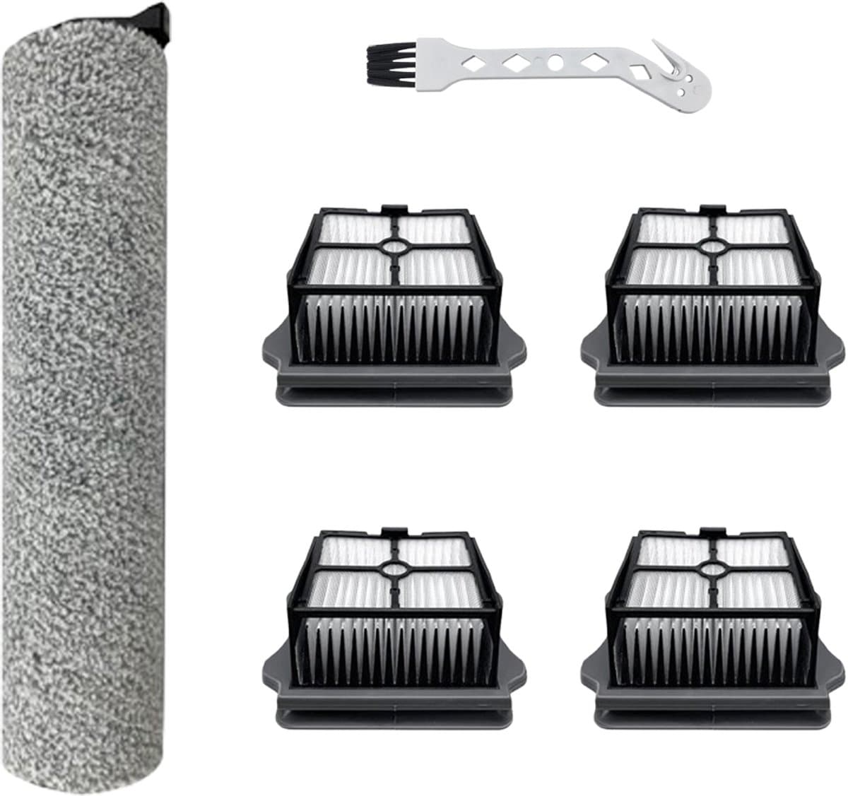 Vervangende accessoires - 6 stuks - geschikt voor Tineco iFloor 3 - Floor One S3 - iFloor 3 Breeze Complete - Floor One S3 - met 1 borstelrol en 4 HEPA filter — afbeelding 1