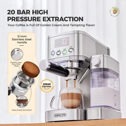 Professionele Espressomachine met Automatische Melkopschuimer en PID Temperatuurcontrole — thumbnail 4