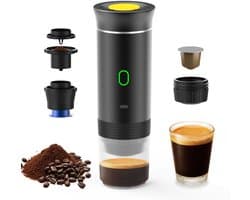 Ynkkvre - Draagbare Espresso Apparaat – Mini Koffiemachine – 3-in-1 Reis Espresso Apparaat – Camping en Autogadget Koffiemachine – 7500mAh batterij & 20 bar druk – Koud/warme extractie – 6-in-1 capsule compatibiliteit