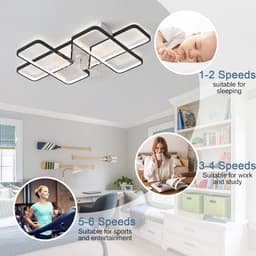 LED Plafondlamp met Ventilator Dimbaar 35 Inch - 6 Versnellingen, Omkeerbaar, APP & Afstandsbediening - Modern voor Woonkamer en Slaapkamer — thumbnail 1