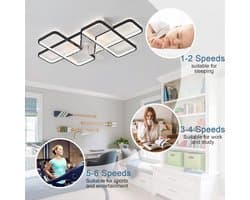 LED Plafondlamp met Ventilator Dimbaar 35 Inch - 6 Versnellingen, Omkeerbaar, APP & Afstandsbediening - Modern voor Woonkamer en Slaapkamer