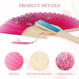 Opvouwbare handventilatoren met bloemenpatroon - 2 stuks roze en blauw voor bijvoorbeeld bruiloften en cosplay — thumbnail 2