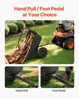 Kiepkar - ATV/UTV Tuinaanhanger - Draagvermogen 227 kg - Banden 41 cm - Kiepfunctie hand of voetpedaal - Zware uitvoering - Voor grasmaaier en tractor — thumbnail 2