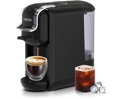 Vedder House - Koffiezetapparaat Cups - 4 in 1 - Zwart - Warme en koude dranken - Koffiemachine - Koffiepadmachine