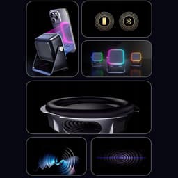 Draadloze Luidspreker - Magnetische Bluetooth-speaker met Sensor & Sfeerverlichting Dubbele modus: inductie + Bluetooth - Sfeerverlichting - 5000mah - Zwart - 360° Verstelbaar — thumbnail 2