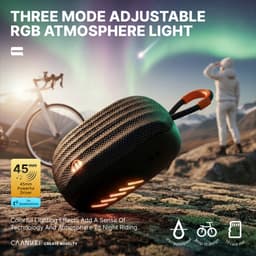 Draagbare Mini Bluetooth Speaker - Stuurbevestiging - Waterdicht IPX7 - Draadloze Speaker met TF-kaart, LED verlichting en Microfoon – Bluetooth 5.3 – 1800 mAh batterij – Compacte Portable Speaker voor Fiets — thumbnail 2