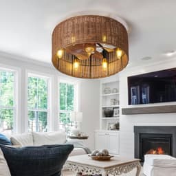 ENXING Vintage E12 Plafondventilator Met Lamp Omkeerbare Stomme Plafondventilator Licht 6 Snelheid Timer Vintage Cage Fan Plafond Licht Boho Voor Woonkamer Slaapkamer Lounge (lamp Niet Inbegrepen) — thumbnail 1