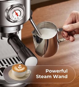 Compacte RVS Espressomachine met Krachtige 20 Bar Pomp en Melkopschuimer — thumbnail 4