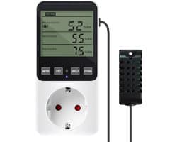 Digitale Vocht- en Temperatuurregelaar met Timer voor Verwarming en Koeling - IP67 Stopcontact Hygrostaat