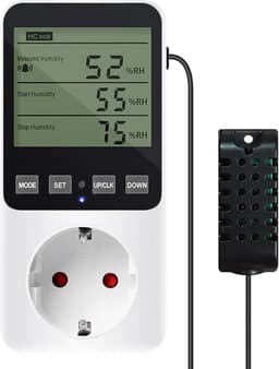 Digitale Vocht- en Temperatuurregelaar met Timer voor Verwarming en Koeling - IP67 Stopcontact Hygrostaat — thumbnail 1