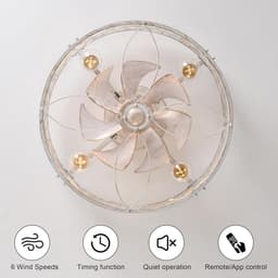Industriële Plafondventilator met Verlichting Wit Laag Profiel 51cm met Afstandsbediening — thumbnail 5