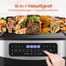 Airfryer Dubbele Zone - XXL Airfryer - Gezond Koken - Dubbel Raam - 12 Liter - Zwart — thumbnail 3
