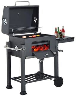 Rolu BBQ -Houtskool BBQ – Barbecue – BBQ Met Wielen – Grillrooster 55 x 36 CM – Inclusief Thermometer – Zijtafel – Aslade Voor Schoonmaak — thumbnail 1