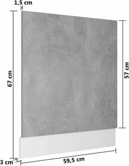 Vaatwasser Paneel - Frontplaat Decoratie - Keuken Integratie - Volledig Geïntegreerd Design - 595 x 3 x 67 cm - Betongrijs — thumbnail 5