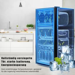 Koelkast Vriezer - Compacte Koelcombinatie - Kleine Ruimtes - Dubbele Deur - 60 Liter - Zwart — thumbnail 3