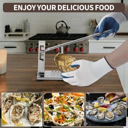 Professionele oester- en mosselopener van roestvrij staal – verstelbaar in 4 standen, met zuignappen, G-klem, mes en snijbeschermende handschoen – voor keuken, thuis en horeca — thumbnail 4