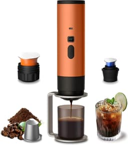 Drie-In-ééN Draagbare Koffiezetapparaat, Draagbare Koffiezetapparaat, Oplaadbare Koffiezetapparaat, Usb-Capsule Espressomachine (sinaasappel) — thumbnail 1