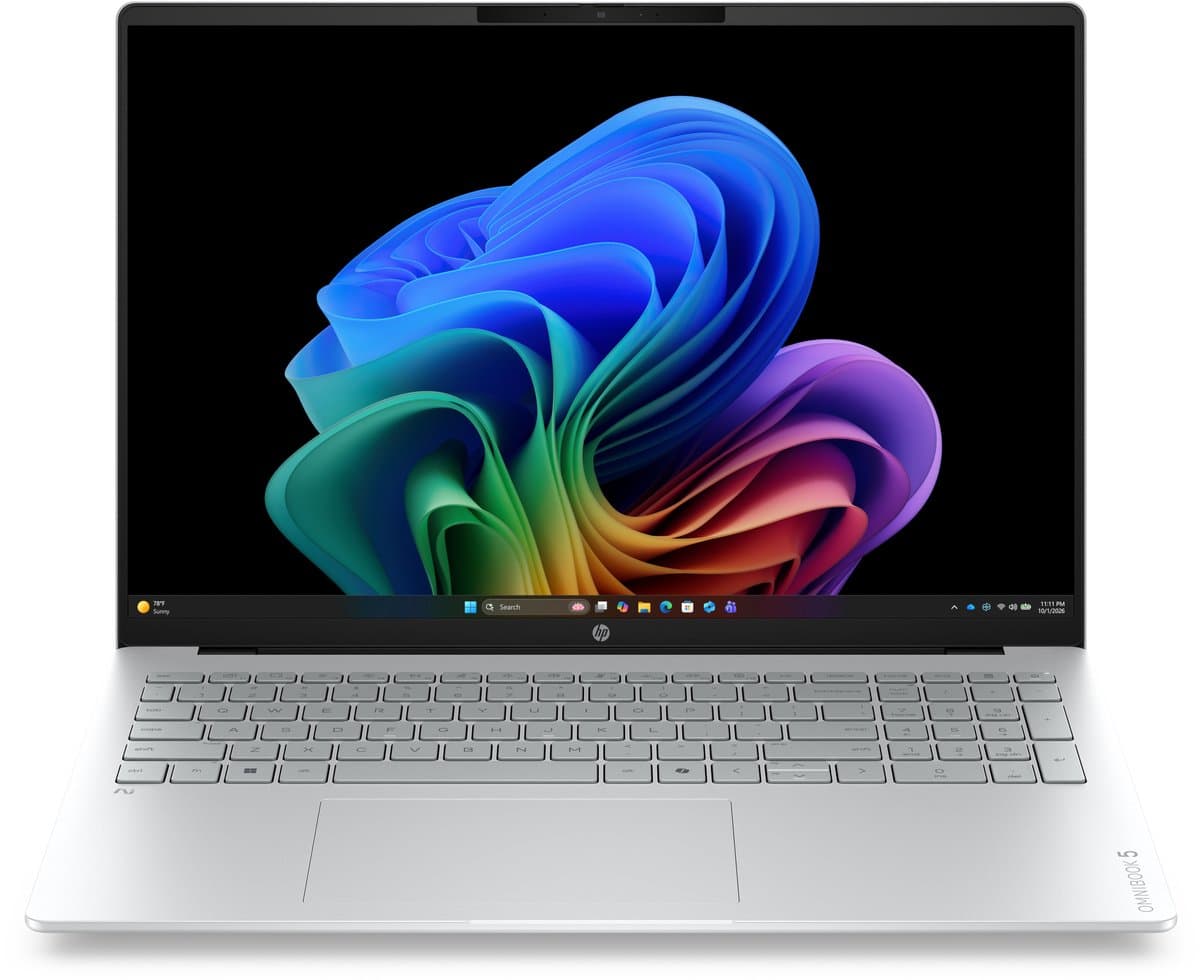 HP OmniBook 5 Laptop Next Gen AI 16-bm0004nb Copilot+ PC Intel Core Ultra 5 322 40,6 cm (16") 2K 16 GB LPDDR5x-SDRAM 1 TB SSD Wi-Fi 7 (802.11be) Windows 11 Home Zilver — afbeelding 1
