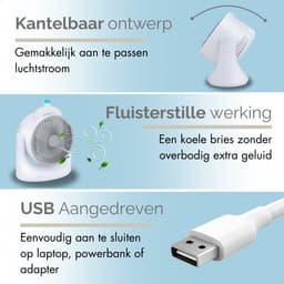 Lifetime Air Mini Aircooler Tafelventilator met Koelelement - Verstelbare Mini Ventilator met 3 Standen - USB Ventilator met LED Licht - 240 ML Koelelement - voor Tafel Bureau Slaapkamer — thumbnail 5