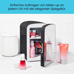 Mini Koelkast met Spiegel 4L Zwart – Draagbare Skincare Koelkast – Koelen & Verwarmen – 12V/220V – Cosmetica & Make-up — thumbnail 2