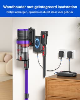 Teendow V20 Strong Steelstofzuiger Draadloos – 500W Borstelloze Motor – 40kPa – LED Touchscreen – Dubbel Stofreservoir – Groen Licht Anti-Klit Borstel – Wandhouder + Laadstation — thumbnail 5