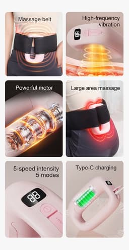 Massagepistool - Spiermassage Apparaat - Mini Massage Gun - Vibratie Massage Ring - Oplaadbare Massage Gun - LCD Display - 5 Standen - Stil - Grijs — thumbnail 2