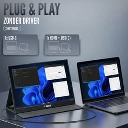 Portable Monitor Flex 15.6" - Full HD Draagbare monitor met USB-C & HDMI - Extra scherm laptop - Plug & Play - Incl. Beschermhoes — thumbnail 5
