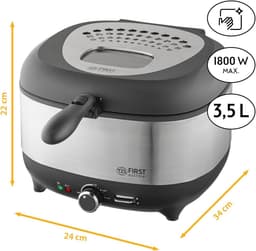 Friteuse met Olie - Compacte Frituurpan - Snelle Snacks Bereiden - Geïsoleerde Mandgreep - 3.5 Liter Capaciteit - Zilverkleurig — thumbnail 5