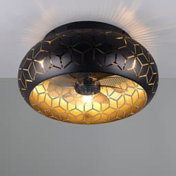 REALITY BIDAR - Plafondventilator - Zwart-goud - excl. 3x E27 4 W - Licht apart schakelbaar - Afstandsbediening - Plafondbevestiging - 3 snelheidsinstellingen - Timer - Zomer- en wintermodus — thumbnail 1