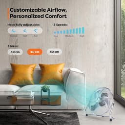 RFWR® Vloerventilator 40 cm met 3 standen en hoge luchtstroom - Robuuste metalen uitvoering — thumbnail 2