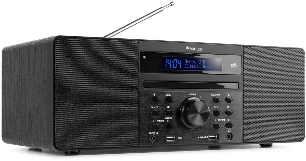 DAB radio met CD speler, Bluetooth, USB mp3 speler en radio - Stereo - Zwart - Audizio Prato — afbeelding 1