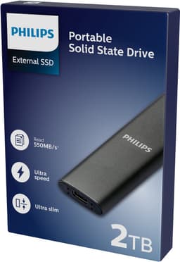 Philips Draagbare externe SSD — 2TB — Ultra Slim SATA Ultra Speed — USB-C – USB — leessnelheid tot 550 MB/s — schrijfsnelheid tot 550 MB/s — Aluminium — thumbnail 1