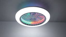 LED RGB Ventilator Lamp - Smart Lamp - Plafondventilator - RGB - 12 Kleuren - Dimbaar - 45 cm - 6 Standen - Plafondventilator - Woonkamerlamp - Moderne Lamp — thumbnail 2