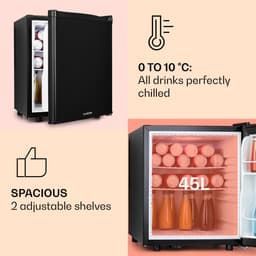 Klarstein Minibar minikoelkast voor op de kamer, minikoelkast voor drankjes, snacks en cosmetica, kleine , kleine en stille koelkast, verstelbare planken, kleine Skincar koelkast 5-22°C, 45L - 26 dB - voor Kantoor - Compact Vrijstaand — thumbnail 5