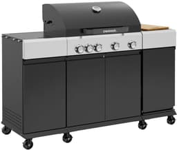 sweeek - Gasbarbecue 4 branders + 1 zijbranders maxim, staal, ingebouwde thermometer, vetopvangsysteem, verwarmingsrooster, l 145,5 x b 61,5 x h 143,5 cm — thumbnail 5