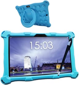 AngelTech Kindertablet XL – 3+4GB RAM - 32+64GB – Android 14 - 100%Kidsproof - Extra Groot – Vanaf 3 Jaar - Ook Voor Volwassen Gebruik - 10 Inch - Ouderlijk Toezicht – Fidgy Beschermhoes – Blauw — thumbnail 1