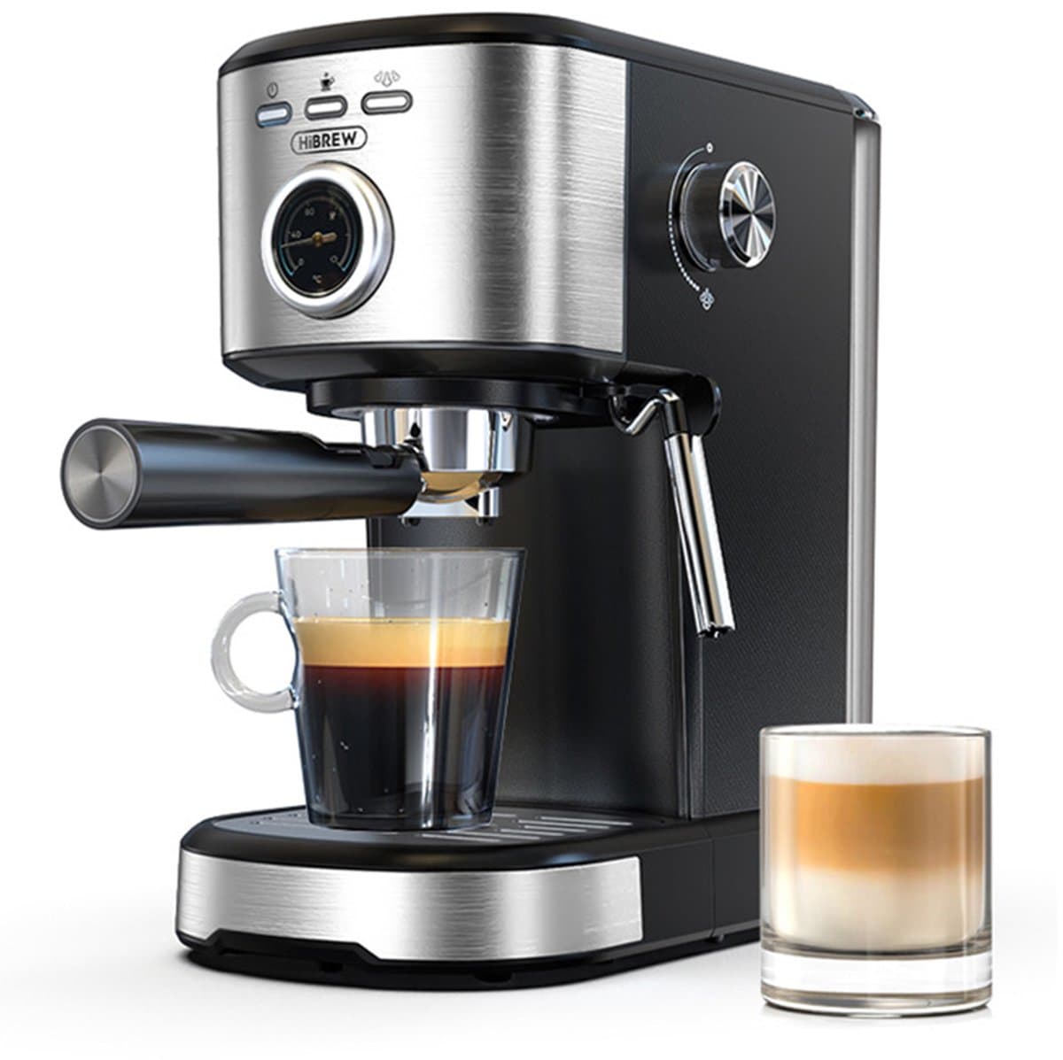 HIBREW H5A Semi-automatische koffiemachine, 1,2L watertank, 15 bar & Smart Brew — afbeelding 1
