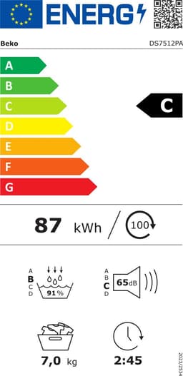 Beko DS7512PA wasdroger Vrijstaand Voorlader 7 kg Wit — thumbnail 2