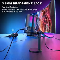 YONO Professionele Microfoon Staand - Gaming Microfoon met USB - RGB - Geschikt voor PC, Streaming, Console - Zwart — thumbnail 5